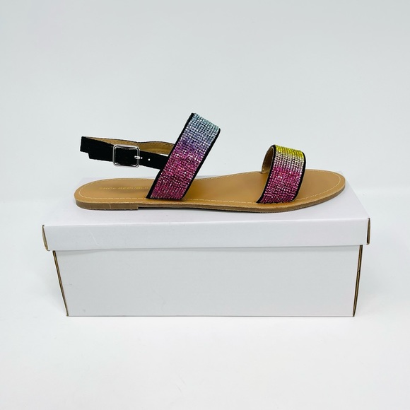 Shoe Republic LA Women Rhinestone Slide Sandals - Picture 10 of 12